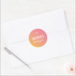 BAT MITZVAH modern star pink yellow gradient Classic Round Sticker<br><div class="desc">by kat massard >>> https://linktr.ee/simplysweetpaperie <<<</div>