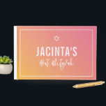 BAT MITZVAH modern star pink yellow gradient Guest Book<br><div class="desc">by kat massard >>> https://linktr.ee/simplysweetpaperie <<<</div>