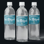 Bat Mitzvah Modern Turquoise Blue Ombre Gold Agate Water Bottle Label<br><div class="desc">No Bat Mitzvah party is complete without personalized water bottles. Let your favourite Bat Mitzvah be proud, rejoice and celebrate her milestone at her perfectly coordinated party. White typography, turquoise blue agate rocks accented with faux gold veins and a faux gold Star of David, overlay a dramatic turquoise teal blue...</div>