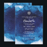Bat Mitzvah Modern Typography Blue Watercolor Invitation<br><div class="desc">Composed of playful script and serif typography; All against a backdrop of blue watercolor background. 

This is designed by Select Party Supplies,  exclusive for Zazzle.

Available here:
http://www.zazzle.com/selectpartysupplies</div>