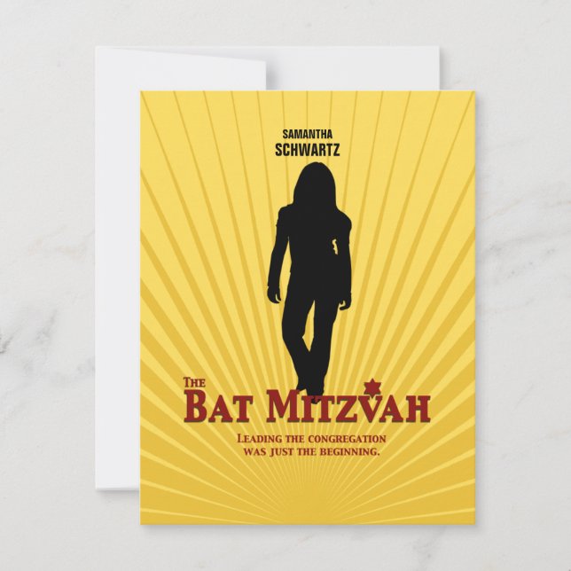 Bat mitzvah Movie Star RSVP Réponse Card Bleu Jaun (Devant)