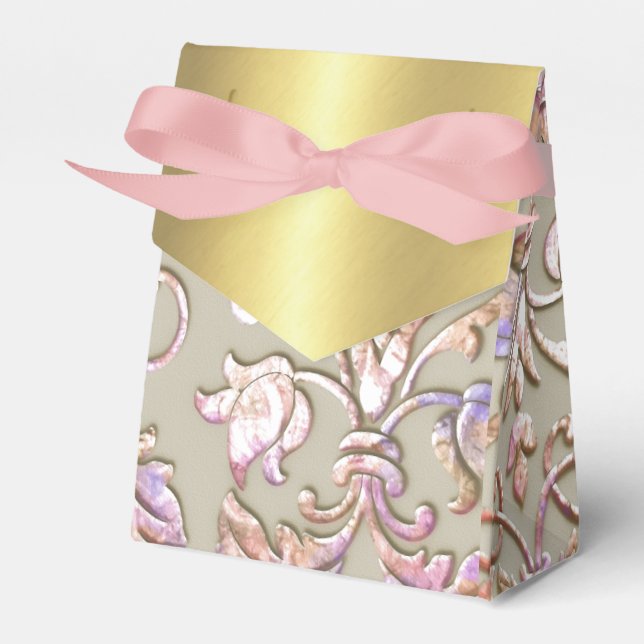 Bat Mitzvah Multi "Embossed" Damask Favor Box (Front Side)