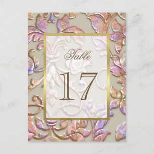 Bat Mitzvah Multi "Embossed" Damask Table Number Postcard