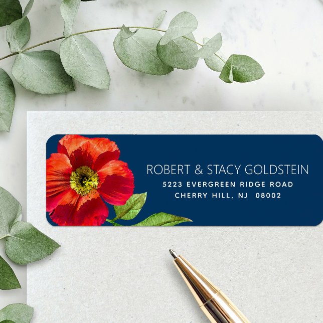 Bat mitzvah Navy Blue Floral Modern Adresse de ret (Créateur téléchargé)