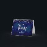 Bat Mitzvah Navy Silver Glitter Foil Modern Script Thank You Card<br><div class="desc">Make sure your favourite Bat Mitzvah shows her appreciation to all who supported her milestone event! Send out this stunning, modern, personalized thank you note card. Sparkly faux silver foil calligraphy script, Star of David, and tiny confetti glitter dots, along with white sans serif typography, overlay a dramatic navy blue...</div>