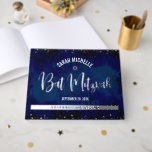 Bat Mitzvah Navy Watercolor Bold Real Silver Foil Guest Book<br><div class="desc">Let your favourite Bat Mitzvah be proud, rejoice and celebrate her milestone with this stunning keepsake scrapbook real silver foil guestbook. On the front, stunning, modern, sparkly silver foil handwritten script, Star of David and tiny dots overlay a dramatic navy blue watercolor background. The customizable spine is real silver foil....</div>