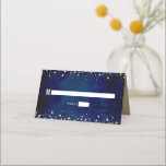 Bat Mitzvah Navy Watercolor Gold Glitter Script Place Card<br><div class="desc">No Bat Mitzvah party is complete without personalized place cards. Let your favourite Bat Mitzvah be proud, rejoice and celebrate her milestone at her perfectly coordinated party. Bold, sans serif typography and sparkly faux gold glitter tiny dots overlay a rich, dramatic, navy blue watercolor background. On the back, white sans...</div>