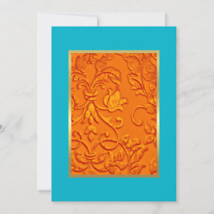 Bat Mitzvah Orange Damask with Any Colour Invitation
