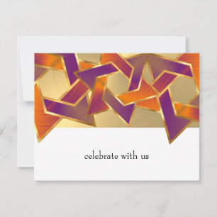 Bat Mitzvah Orange Purple Star of David Any Colour Invitation
