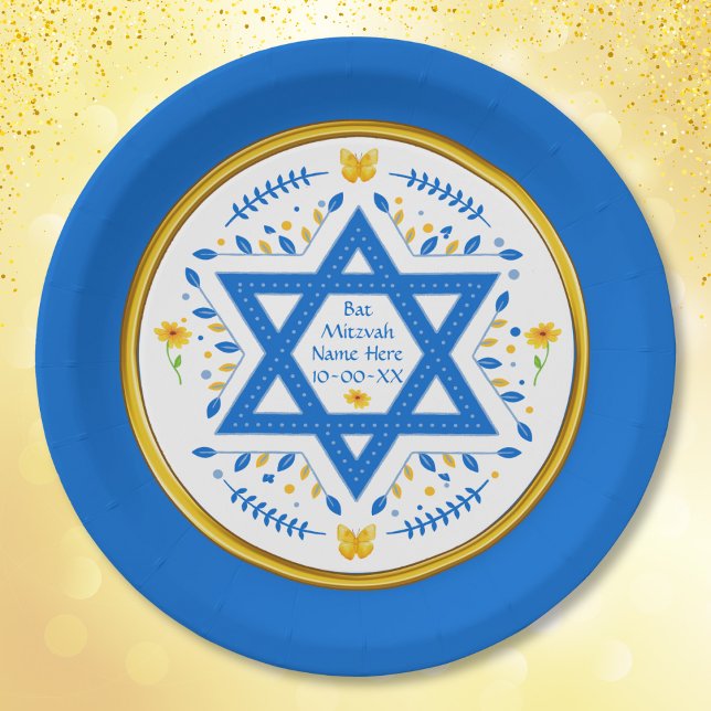 Bat Mitzvah Paper Plates. Personalized  Plate (Bat Mitzvah Plates and Napkins. Bat Mitzvah party supplies, Bat Mitzvah party for girls. Bat Mitzvah)