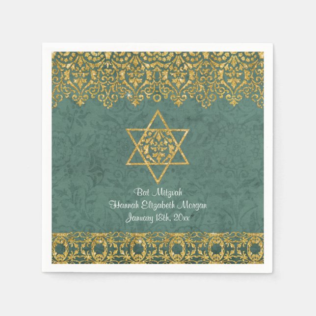 Bat Mitzvah Party Decor Art Deco Gold Elegant Napkin (Front)