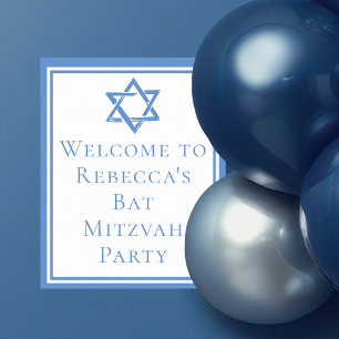 Bat Mitzvah Party Light Blue Star of David Poster