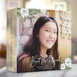Bat Mitzvah Photo Gold Floral Watercolor Script Binder<br><div class="desc">Let your favourite Bat Mitzvah be proud, rejoice and celebrate her milestone with this stunning keepsake scrapbook memory album. A chic, stunning, white and gold glitter floral watercolor with white script typography and san serif type overlay the photo of your choice. Additional watercolor flowers and a faux gold foil Star...</div>