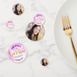 Bat Mitzvah Photo Gold Foil Script Pink Watercolor Confetti<br><div class="desc">Add some extra style to your favourite Bat Mitzvah’s celebration party with this customizable photo table confetti! Stunning, modern, sparkly gold faux foil handwritten script, Star of David and tiny dots against a pink watercolor background on one side mix with your Bat Mitzvah’s photo on the other. Personalize the custom...</div>