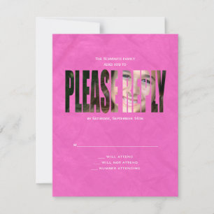 Bat Mitzvah Photo RSVP Reply Card in Hot Pink