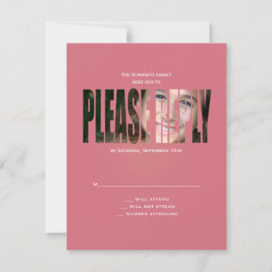 Bat Mitzvah Photo RSVP Reply Card in Pink