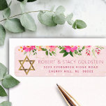 Bat Mitzvah Pink Floral Girly Gold Return Address<br><div class="desc">Be proud, rejoice and celebrate this milestone of your favourite Bat Mitzvah whenever you use this sophisticated, personalized return address label! A chic, stunning peach pink floral watercolor, faux gold foil Star of David and modern dusty rose sans serif type overlay a soft pink & confetti dots background. Personalize the...</div>