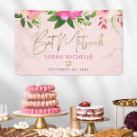 Bat Mitzvah Pink Floral Watercolor Gold Script Banner<br><div class="desc">Proudly welcome every guest of your daughter’s Bat Mitzvah party! Hang up this stunning, modern, stylish, personalized banner to add to her special day. A chic, stunning, pink and peach floral watercolor with faux gold foil script typography, Star of David and modern dusty rose and grey sans serif type overlay...</div>