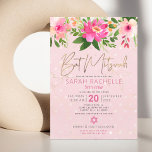Bat Mitzvah Pink Floral Watercolor Gold Script  Invitation<br><div class="desc">Be proud, rejoice and showcase this milestone of your favourite Bat Mitzvah with this sophisticated, personalized invitation! A chic, stunning, pink and peach floral watercolor with faux gold foil script typography modern dusty rose and grey sans serif type overlays a soft pink & confetti dots background. Personalize the custom text...</div>