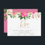 Bat Mitzvah Pink Floral Watercolor Gold Script RSVP Card<br><div class="desc">Be proud, rejoice and celebrate this milestone of your favourite Bat Mitzvah with this sophisticated, personalized RSVP insert card for your event! A chic, stunning, pink and peach floral watercolor with faux gold foil script typography and modern dusty rose and grey sans serif type overlay a white background. Additional watercolor...</div>