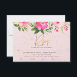 Bat Mitzvah Pink Floral Watercolor Gold Typography RSVP Card<br><div class="desc">Be proud, rejoice and celebrate this milestone of your favourite Bat Mitzvah with this sophisticated, personalized RSVP insert card for your event! A stunning, pink and peach floral watercolor with faux gold foil script typography and modern dusty rose and grey sans serif type overlay a soft pink & confetti dots...</div>