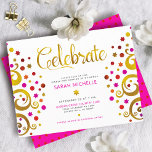 Bat Mitzvah Pink Gold Foil Tree of Life Modern Enclosure Card<br><div class="desc">Be proud, rejoice and showcase this milestone of your favourite Bat Mitzvah! This abstract, graphic faux gold foil tree with sparkly pink, orange, and red Star of David and dot “leaves” on a white background, is the perfect personalized party info insert for this special occasion. A tiny, dark red Star...</div>