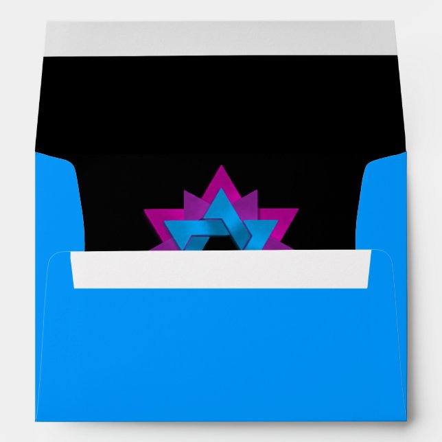 Bat Mitzvah Pink Purple Blue Star Flower Envelope (Back (Bottom))