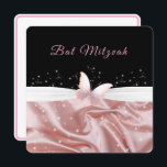 Bat Mitzvah Pink Satin Butterfly Sparkle Invitation<br><div class="desc">Pretty pink,  realistic satin with white ribbon and pink butterfly.  Beautiful invitation that you can personalize to suit your event or occasion. Perfect for Sweet Sixteen,  Quinceanera,  or  21st Birthday.</div>