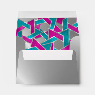 Bat Mitzvah Pink Turquoise Star of David Any Colou Envelopes