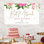Bat Mitzvah Pink Watercolor Floral Gold Script Banner<br><div class="desc">Proudly welcome every guest of your daughter’s Bat Mitzvah party! Hang up this stunning, modern, stylish, personalized banner to add to her special day. A chic, stunning, pink and peach floral watercolor with faux gold foil script typography, Star of David and modern dusty rose and grey sans serif type overlay...</div>