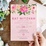 Bat Mitzvah Pink Watercolor Floral Modern Simple Invitation<br><div class="desc">Be proud, rejoice and showcase this milestone of your favourite Bat Mitzvah with this sophisticated, personalized invitation! A chic, stunning, pink and peach floral watercolor with dusty rose, modern sans serif type overlays a soft pink and confetti dots background. Personalize the custom text with your Bat Mitzvah’s name, date, and...</div>