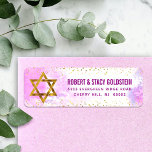 Bat Mitzvah pink watercolor & gold return address<br><div class="desc">Be proud, rejoice and celebrate this milestone of your favourite Bat Mitzvah! Use this stunning, modern, sparkly gold faux foil Star of David and tiny dots against a soft pink watercolor background, return address label to herald her special day. Personalize the custom text with your name and address. Guaranteed to...</div>