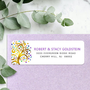 Bat mitzvah Purple Gold Tree o Life Adresse de ret