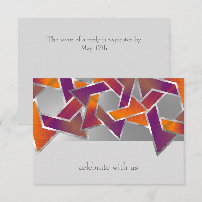 Bat Mitzvah Purple Orange Star of David Any Colour Invitation (Front/Back)