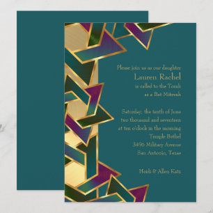 Bat Mitzvah Purple Teal Star of David on Any Colou Invitation