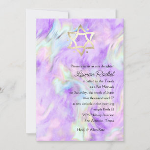 Bat Mitzvah Purple Tie Dye Design Invitation