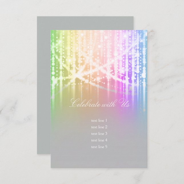 Bat Mitzvah Rainbow Sparkly Lights After Party Invitation (Front/Back)