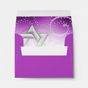 Bat Mitzvah Raspberry Shimmer Star of David RSVP Envelopes