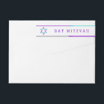 Bat Mitzvah Return Address Labels | Purple   Teal<br><div class="desc">Pretty, purple and teal Star of David wrap-around return address labels designed to match our modern Bat Mitzvah invitations. The labels feature a Star of David with purple, teal, and silver accents around the words "Bar Mitzvah" and the return address. Personalize with your own return address online. If you need...</div>