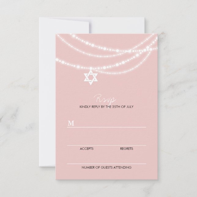 Bat mitzvah Rose Étincelle De David Carte RSVP (Devant)