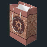 Bat Mitzvah Rose Gold Magen David Personalized Medium Gift Bag<br><div class="desc">Once personalized, this stylish faux rose gold glitter gift bag with a matching Magen David star and your text will be the perfect touch for your Bat Mitzvah gift. Set on an allover background of faux glitter, the faux sparkle Star of David is centred on a circle of deep mauve...</div>