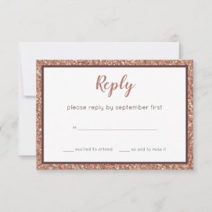 Bat Mitzvah Rose Gold Modern Faux Glitter Party RSVP Card