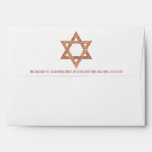 Bat Mitzvah Rose Gold Star Of David Address Envelope