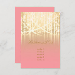 Bat Mitzvah Rose Pink and Gold Sparkly Lights Invitation