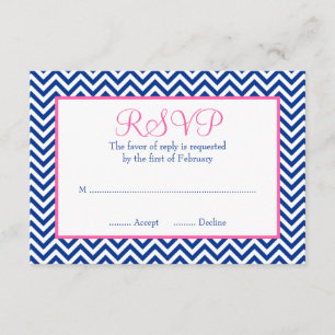 Bat mitzvah RSVP de rose de bleu marine de Chevron