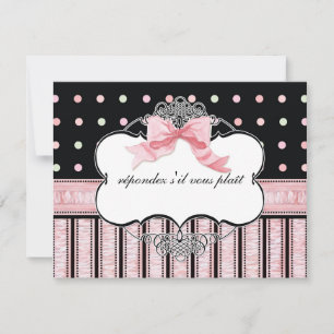 Bat Mitzvah RSVP Response - French Bow Dot Swirl
