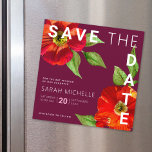 Bat Mitzvah Save Date Burgundy Floral Watercolor Magnetic Invitation<br><div class="desc">Make sure all your friends and relatives will be able to celebrate your daughter’s milestone Bat Mitzvah! Send out this chic, stunning, floral watercolor with modern san serif type against a burgundy background, personalized “Save the Date” magnetic announcement card. Personalize the custom text with your Bat Mitzvah’s name and date....</div>