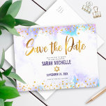 Bat Mitzvah Save the Date Gold Purple Watercolor Invitation Postcard<br><div class="desc">Make sure all your friends and relatives will be able to celebrate your daughter’s milestone Bat Mitzvah! Send out this stunning, modern, sparkly gold faux foil and glitter dots and typography script against a soft purple watercolor background, personalized “Save the Date” announcement postcard. Personalize the custom text with your Bat...</div>