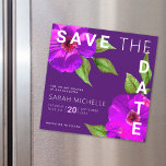 Bat Mitzvah Save the Date Purple Floral Watercolor Magnetic Invitation<br><div class="desc">Make sure all your friends and relatives will be able to celebrate your daughter’s milestone Bat Mitzvah! Send out this chic, stunning, purple pink floral watercolor with simple, modern san serif type against a dark purple plum background, personalized “Save the Date” magnetic announcement card. Personalize the custom text with your...</div>
