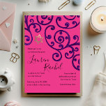 Bat Mitzvah Scroll Pattern Purple Invitation<br><div class="desc">Bar Mitzvah and Bat Mitzvah invitation sets designed by Umua. Printed and shipped by Zazzle or its partners.</div>